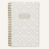 Palm Damask Personalized Notebook | Linen Beige ノートブック (正面)