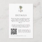 Palm Elegant Tropical Monogram Wedding Details エンクロージャーカード (正面)