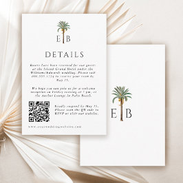 Palm Elegant Tropical Monogram Wedding Details エンクロージャーカード