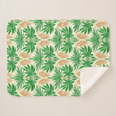 Palm Flowers Tropical Pattern Sherpa Blanket シェルパブランケット (正面(横))
