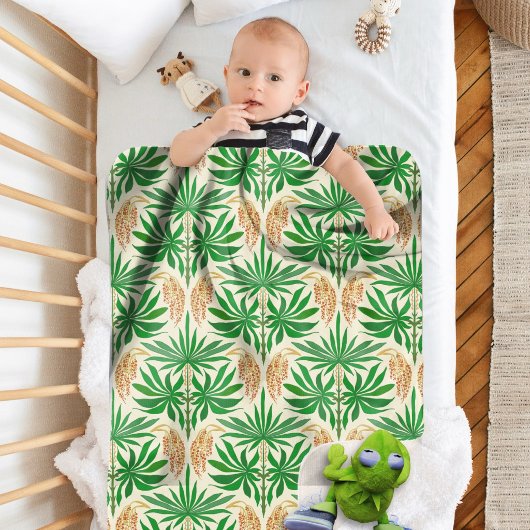 Palm Flowers Tropical Pattern Sherpa Blanket シェルパブランケット