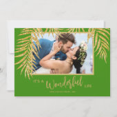 Palm Frondsグリーンクリスマスフォト シーズンカード (正面)