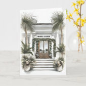 Palm Front Christmas Welcome カード (黄色い花)