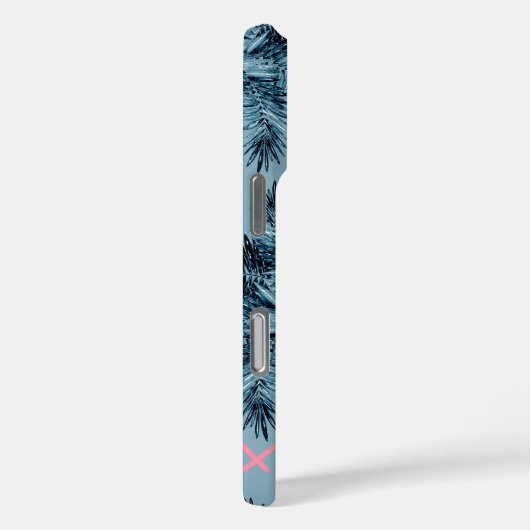 Palm Hawaiian blue black monogram personalized Case-Mate iPhoneケース (裏面 / 右)
