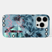 Palm Hawaiian blue black monogram personalized Case-Mate iPhoneケース (裏面 (横))