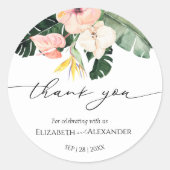 Palm Hibiscus Tropical結婚's 感謝してい You Sticker ラウンドシール (正面)