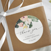 Palm Hibiscus Tropical結婚's 感謝してい You Sticker ラウンドシール