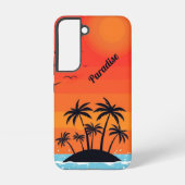 Palm Island under red sky with birds Samsung Galaxyケース (裏面)