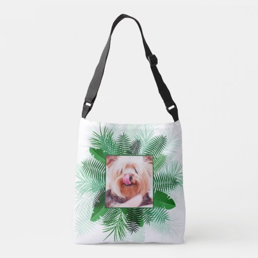 Palm Leafフレーム内の2枚の写真のカスタムバッグ クロスボディバッグ (裏面)