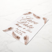 Palm Leaf日付押されたフォイルの保存招待状 箔招待状 (回転した状態)