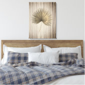 Palm Leaf金ゴールド(青銅色背景) キャンバスプリント (インサイチュ (寝室))