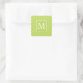 Palm Leaf Green and White Anchors Monogram スクエアシール (バッグ)