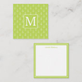 Palm Leaf Green and White Anchors Monogram ノートカード (正面/裏面)
