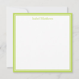 Palm Leaf Green and White Anchors Monogram ノートカード
