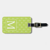 Palm Leaf Green and White Anchors Monogram ラゲッジタグ (正面横)