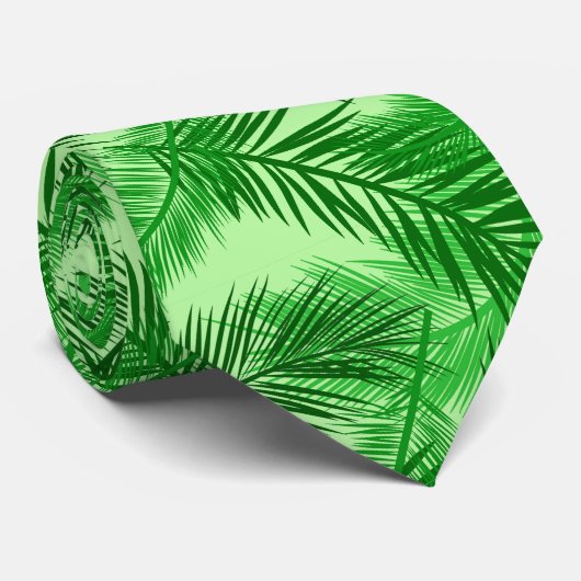Palm Leaf Print, Emerald and Light Lime Green ネクタイ (ロール)