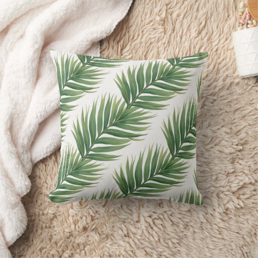Palm Leaf Repeat Pattern – Tropical Botanical クッション (ブランケット)