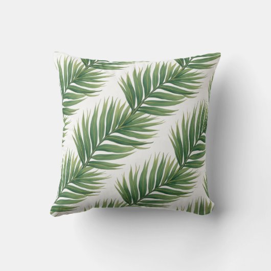Palm Leaf Repeat Pattern – Tropical Botanical クッション (裏面)