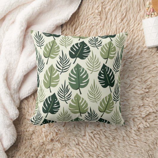 Palm Leaf Repeat Pattern – Tropical Botanical  クッション (ブランケット)