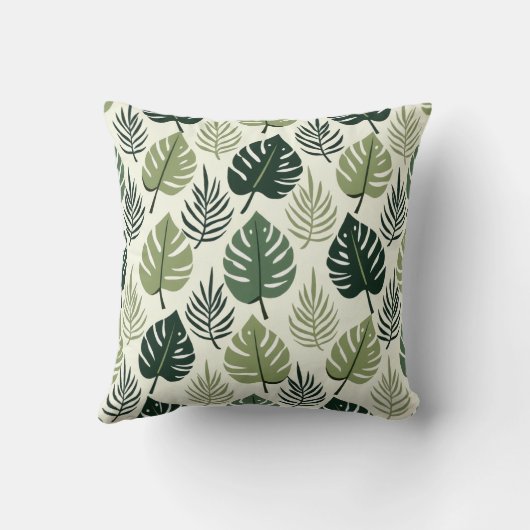 Palm Leaf Repeat Pattern – Tropical Botanical  クッション (裏面)