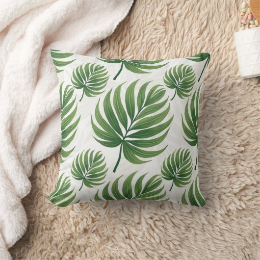 Palm Leaf Repeat Pattern – Tropical Botanical  クッション (ブランケット)