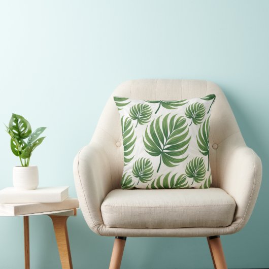 Palm Leaf Repeat Pattern – Tropical Botanical  クッション (椅子)