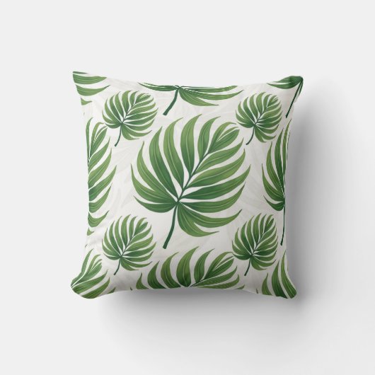 Palm Leaf Repeat Pattern – Tropical Botanical  クッション (正面)