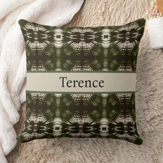 Palm Leaf Shadow Army Green、カスタマイズ可能 クッション (ブランケット)