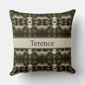 Palm Leaf Shadow Army Green、カスタマイズ可能 クッション (裏面)