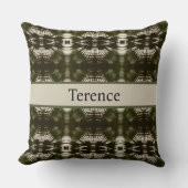 Palm Leaf Shadow Army Green、カスタマイズ可能 クッション (正面)