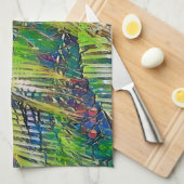 Palm Leaves Art in Green Kitchen Towel キッチンタオル (四つ折り)