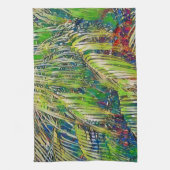 Palm Leaves Art in Green Kitchen Towel キッチンタオル (縦)