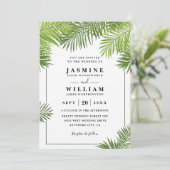 Palm Leaves Tropical Elegant Chic QR Code Wedding 招待状 (スタンド正面)