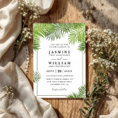 Palm Leaves Tropical Elegant Chic QR Code Wedding 招待状