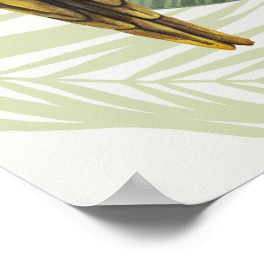 Palm Leaves With Green Bird ポスター (角)