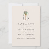 Palm Logo Tropical Monogram Wedding Save the Date セーブザデート (正面)