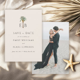 Palm Logo Tropical Monogram Wedding Save the Date セーブザデート