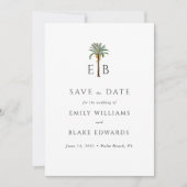 Palm Logo Tropical Monogram Wedding Save the Date セーブザデート (正面)