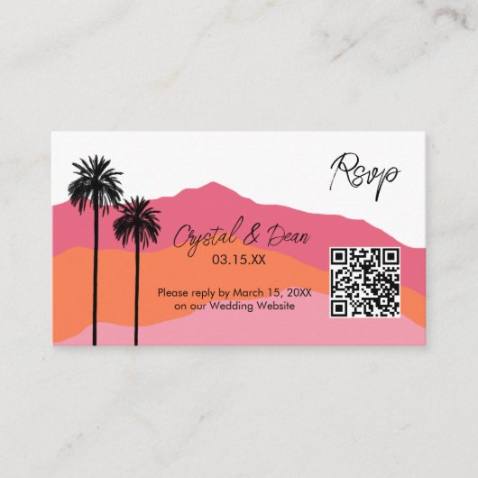 Palm Modern Rsvp Enclosure Card (pink) エンクロージャーカード (正面)