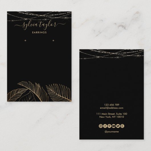 Palm Monstera Leaf Earringフレームディスプレイにロゴを追加 名刺 (正面/裏面)