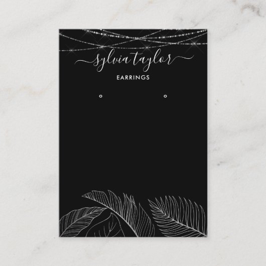Palm Monstera Leaf Earringフレームディスプレイにロゴを追加 名刺 (正面)