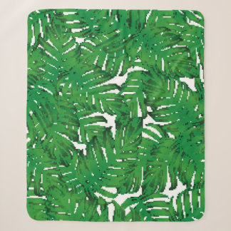 Palm Monstera Seamless Pattern. White Green Tropic シェルパブランケット