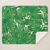 Palm Monstera Seamless Pattern. White Green Tropic シェルパブランケット (正面(横))