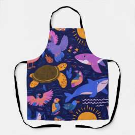 Palm Paradise All-Over Print Apron Gift エプロン