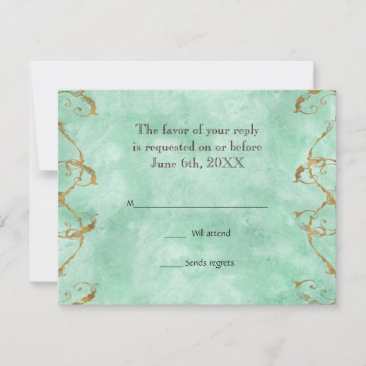 Palm Paradise - Aqua RSVP応答カード 出欠カード (正面)