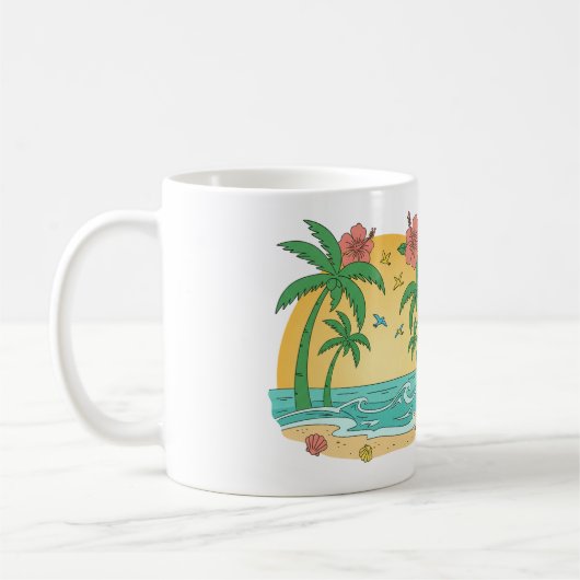 Palm Paradise Tropical Beach Mug コーヒーマグカップ (左)