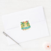 Palm Paradise Tropical Beach Sticker ラウンドシール (封筒)