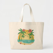 Palm Paradise Tropical Beach Tote Bag ラージトートバッグ (正面)