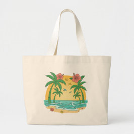 Palm Paradise Tropical Beach Tote Bag ラージトートバッグ