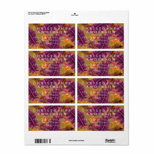 Palm Paradise Yellow Orange ラベル (フルシート)